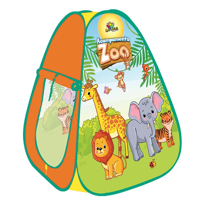 Barraca Infantil Toca Tenda Cabana Dobrável Divertida Acampamento Zoo