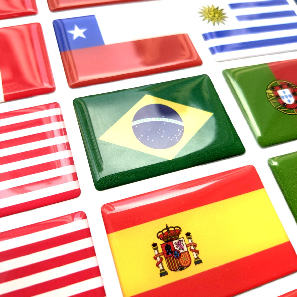 Adesivo Resinado de Bandeira de Países e Estados Brasileiros para Carro Moto Notebook - Tamanho 6x4 cm