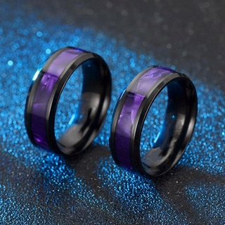 Anel Masculino De Tungstênio / Fina / Azul / Preto / 8mm / Da Linha-Inface