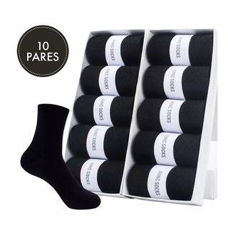 Kit 5 ou 10 pares Meia Masculina Preta Cano médio alto Sport