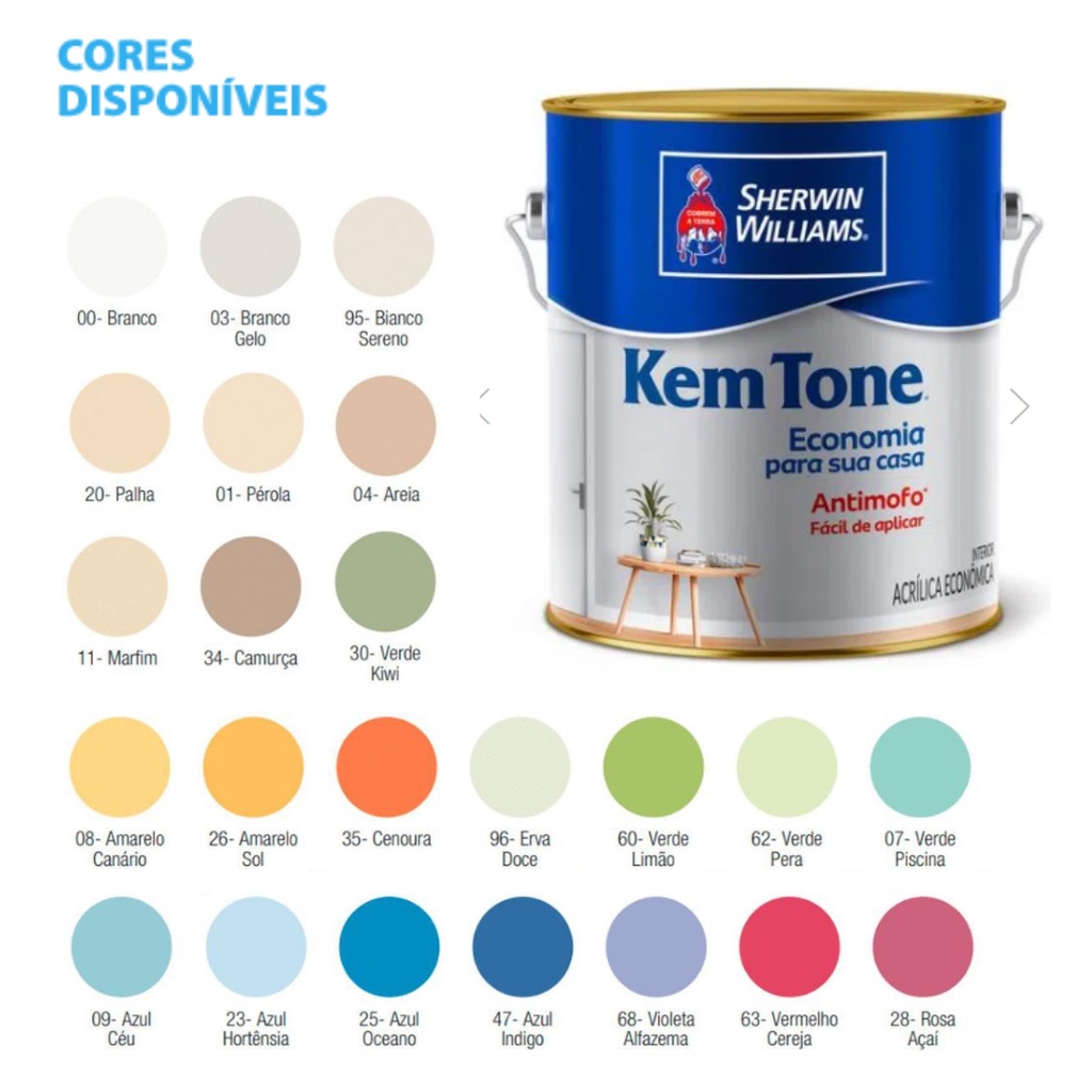 Tinta Acrilica Kem Tone Econômica Fosca 3,6l Cores | Shopee Brasil