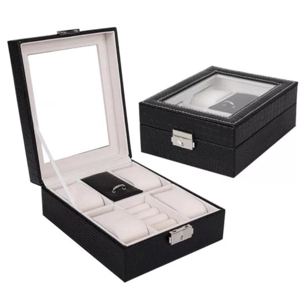 Caixa Porta Relógio 04 Lugares E Porta Joias. em Oferta na Shopee