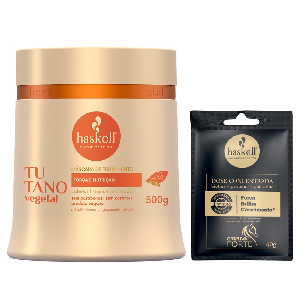 Máscara Tutano Haskell Força e Nutrição 500g  + Dose Haskell Cavalo Forte 40g