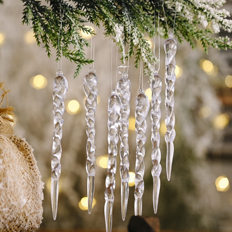 12pçs 13cm Decorações De Natal Para Casa Simulação Gelo Árvore Pendurado Ornamento Falso Festa De Inverno Suprimentos De em Oferta na Shopee