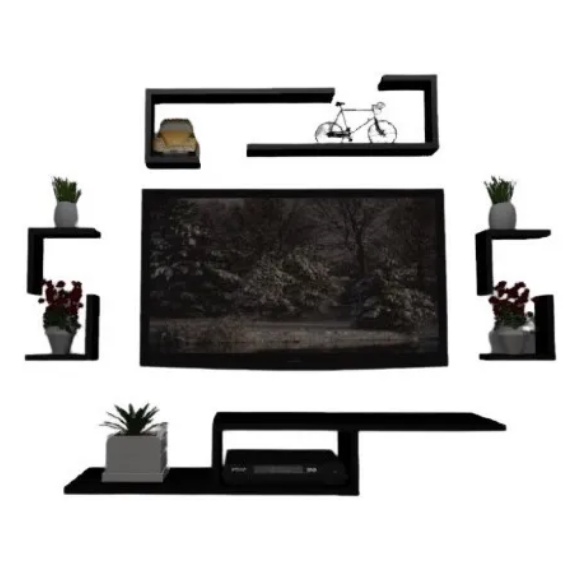 Nicho Rack Painel P/ Tv Quarto, Sala Games Kit 6 Peças