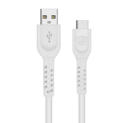 Gshield Cabo Dual Shock 1,2m USB-A / Tipo C Qualcoom 3.0 com Revestimento de PVC Reforçado, Branco