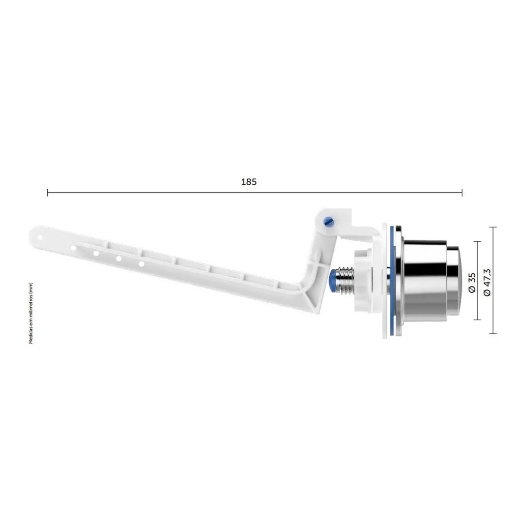 Botao Acionador Lateral para Caixa Acoplada Cromado Egaplast