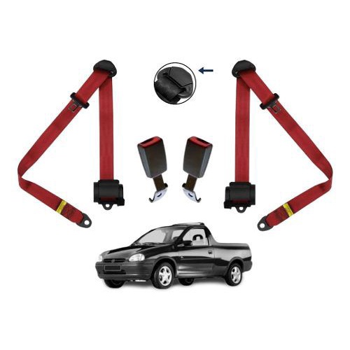 Kit Cinto De Segurança Vermelho Chevrolet Pick Up Corsa