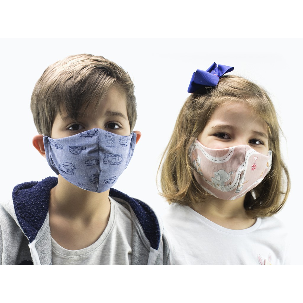 Kit Máscara Camada Dupla Tecido estampa Criança Kids Menina Menino ...