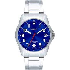 Relogio Orient Masculino Prata Fundo Azul Mbss1154a D2sx
