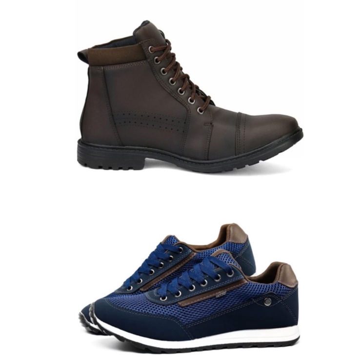 Bota Coturno e tênis sapatênis masculino casual confortável zíper lateral macio leve básico promoção