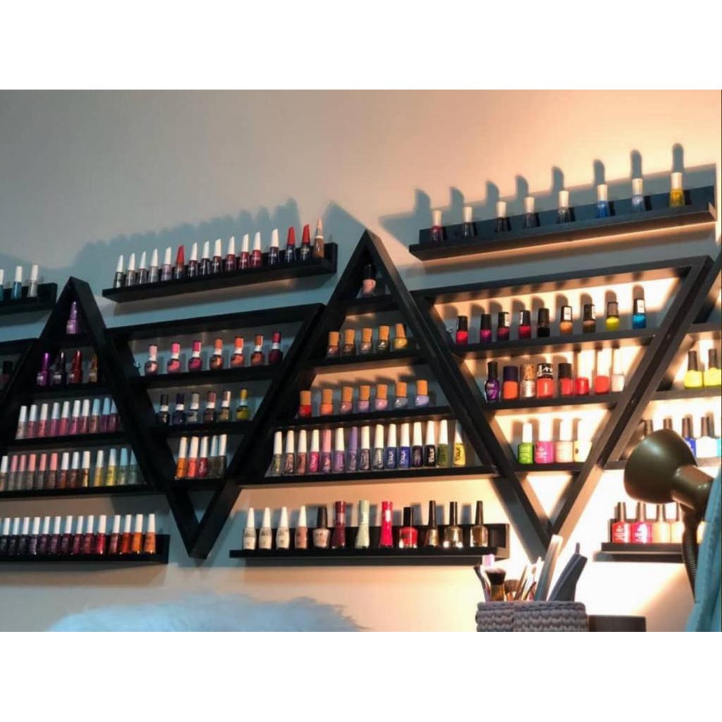 Nicho Organizador Expositor Prateleira Suporte De Esmaltes triangular mdf preto 1Un