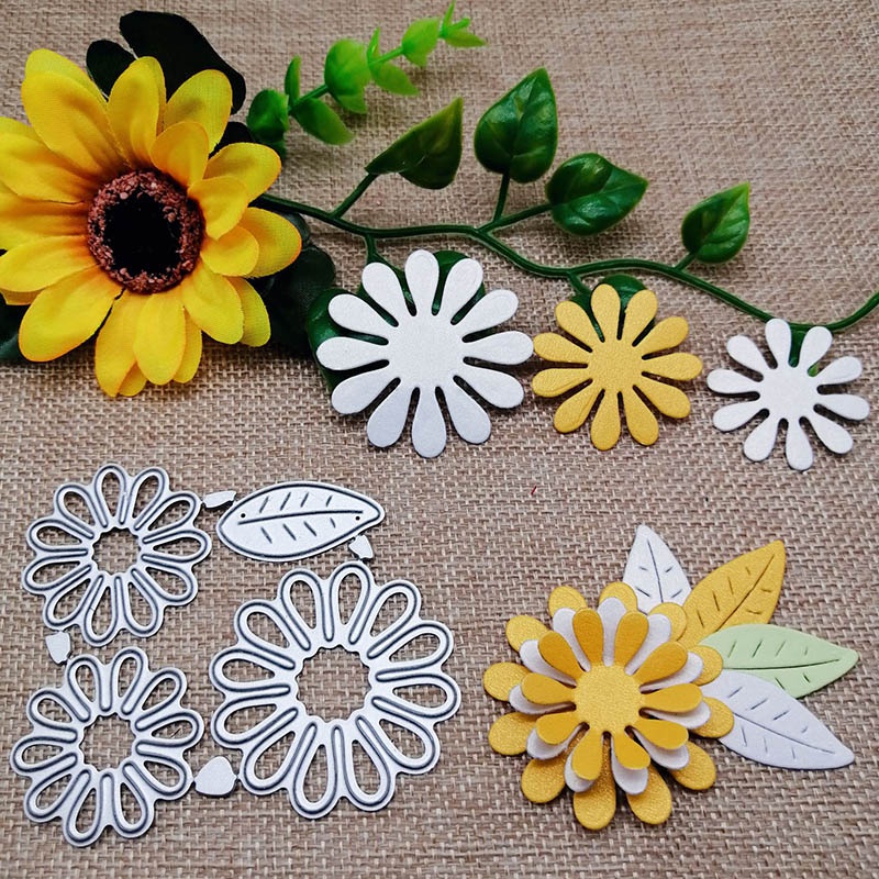 DIY 4Pcs Crisântemo E Corte De Metal Folhas Morcelas De Flores Raspagem  Álbum Decoração Gravação Cartão De Papel Artesanato | Shopee Brasil