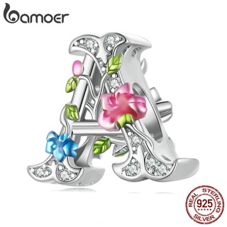 Pingente Bamoer 925 Letra De Prata Esterlina Uma Flor Colar De Miçangas Pulseira Faça Você Mesmo Joia Para Meninas