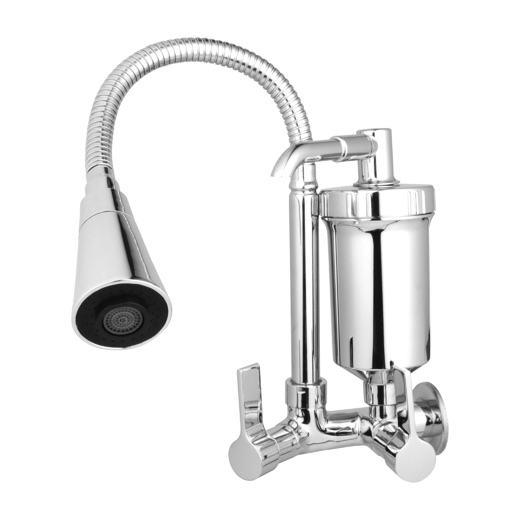 Torneira Com FIltro Purificador Para Cozinha de Parede Cone Duplo Jato Linda Luxo