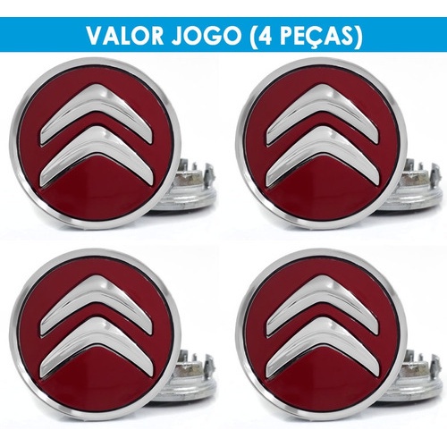 Jogo Calota calotinha Miolo vermelho Roda Citroen C3 | C4 | C5 | DS3 | DS4 | DS5 | AIRCROSS | PALLAS | PICASSO |