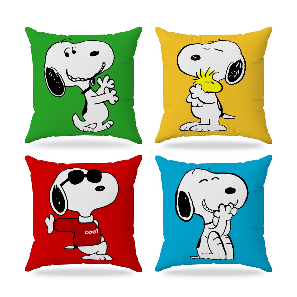 Kit 4 almofadas cheias decoração cama presente 30x30cm coleção snoopy em Oferta na Shopee