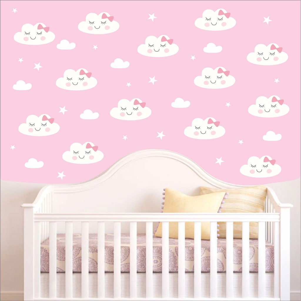 65 Adesivos de Parede de Nuvens e Estrelas tema Chuva de amor nuvem em Oferta na Shopee