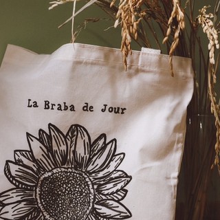 Bolsa Ecológica Ecobag Girassol La Braba de Jour 30x35 ou 35x40 cm de algodão cru Pintada à Mão