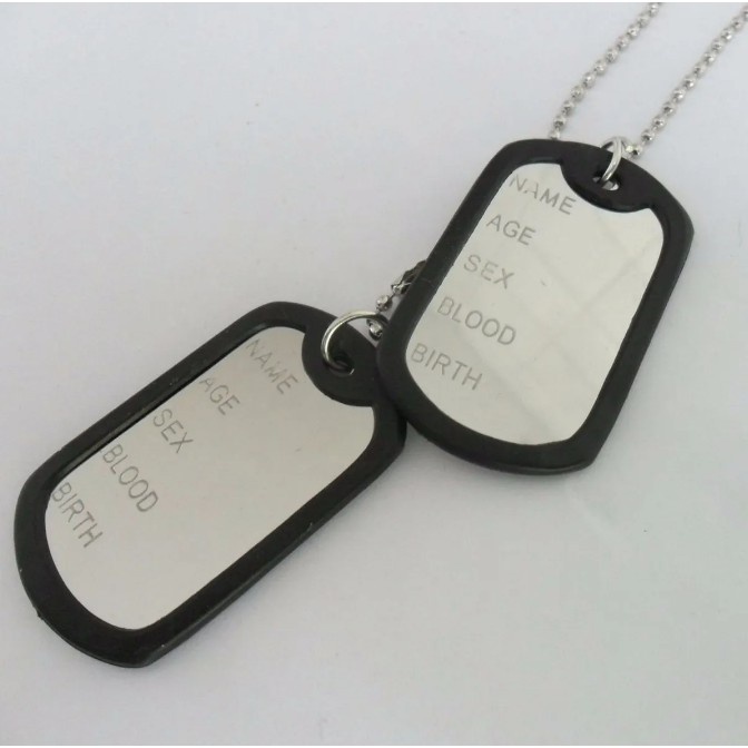 Cordão Placa Identificação Exército Dog Tag Aço Inox