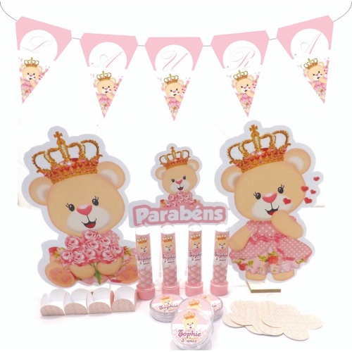 Kit Festa Infantil 100pçs - Princesa Ursa - Personalizado