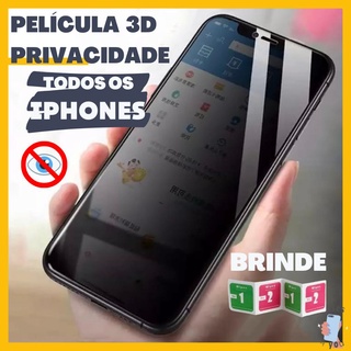 Película 3D Privativa Iphone Privacidade Anti Espião Espionagem Vidro 6 6s 7 8 Plus SE2020 X XR XS Max 11 12 13 Mini Pro Max 14 Plus 14 Pro Max 15 Plus 15 Pro Max