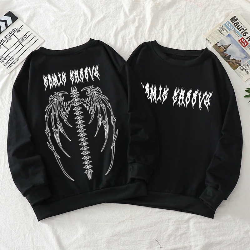 Moletom Careca Gola Redonda Estilo Gotico Hip Hop Casal Dark Moda Punk
