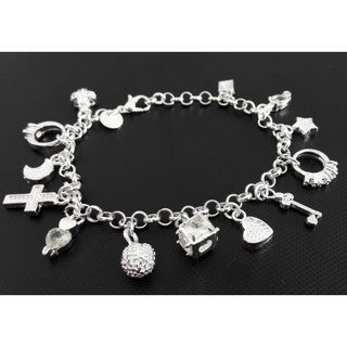 [Estoque real] Bracelete de prata 925 com abertura feminina, pulseira de prata totalmente combinada ajustável / joias no atacado
