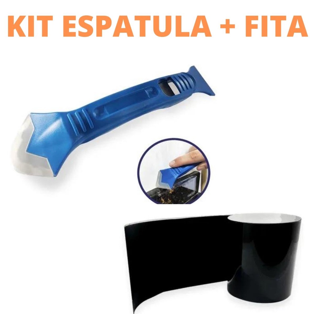 KIT ESPATULA DE SILICONE E FITA REPARADOR PROVA D'AGUA BLACK