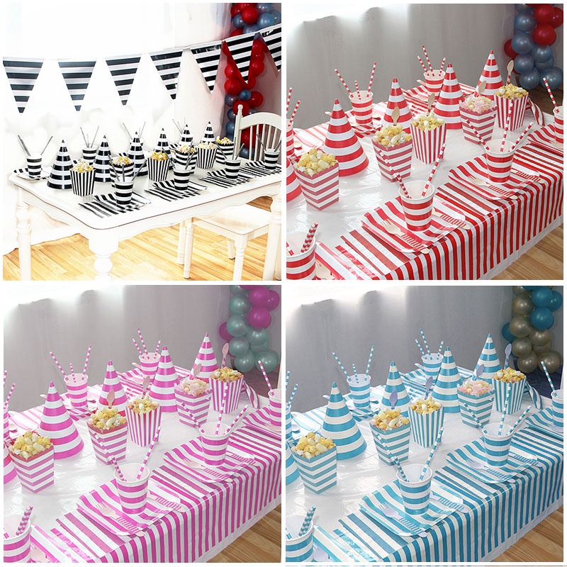 Descartáveis P/Festa Listrado 25 Itens Prato Copo Toalha em Oferta na Shopee