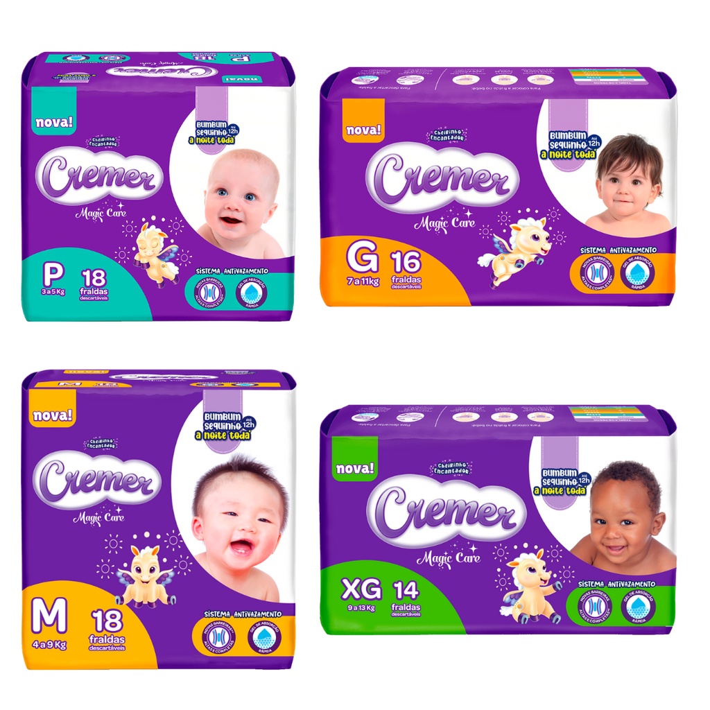 Fralda cremer jumbinho escolha o tamanho p m g xg