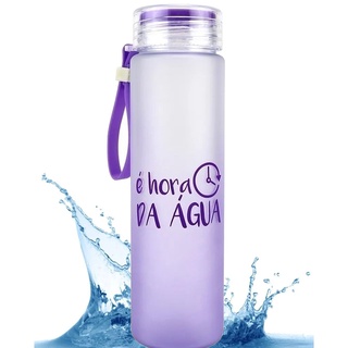 Garrafa Squeeze Fosca 500ml com Alça e Frases Roxa