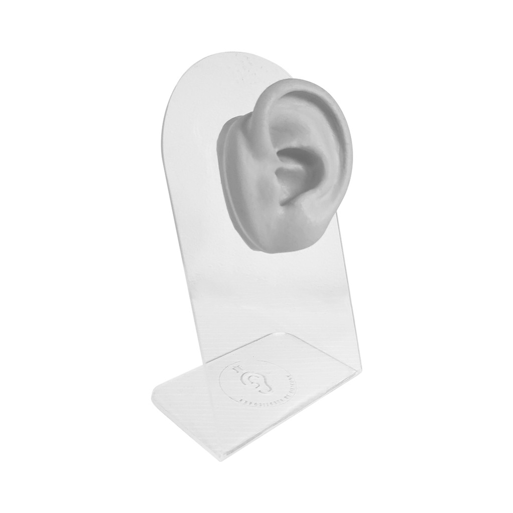 Expositor de Brincos Joias Piercing Orelha de Silicone Branca com Suporte Acrílico Vitrine Estúdio Piecing Tattoo  Lado Esquerdo