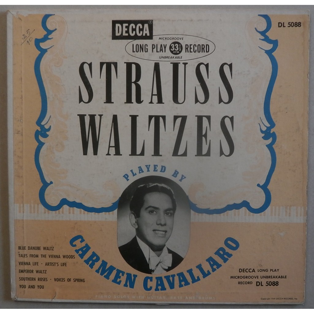 Lp 10p Carmen Cavallaro - Strauss Waltzes, Disco De Vinil, Importado