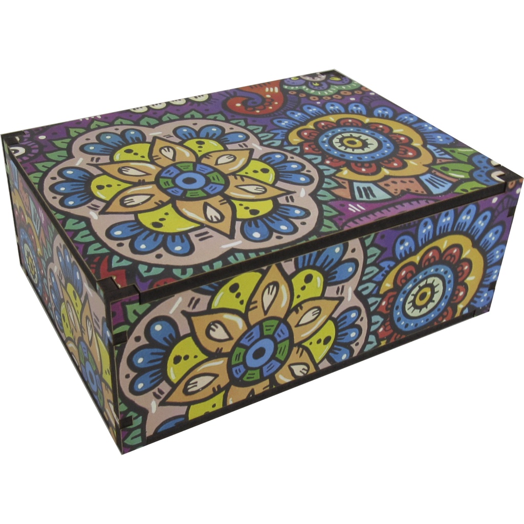 Caixa Organizadora Presente Decoração Mandala Colorida 23x17x9 cm Mdf em Oferta na Shopee