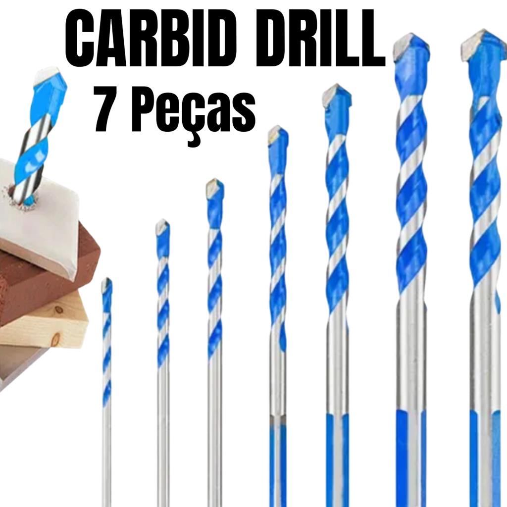 Kit 7 Brocas Diamantada Fura Tudo Carboneto Multimaterial