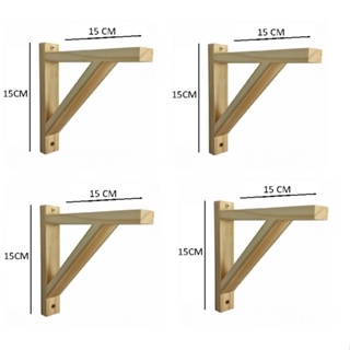 Kit 4 Mão Francesa de Madeira Pinus + Buchas e Parafusos 15x15 em Oferta na Shopee