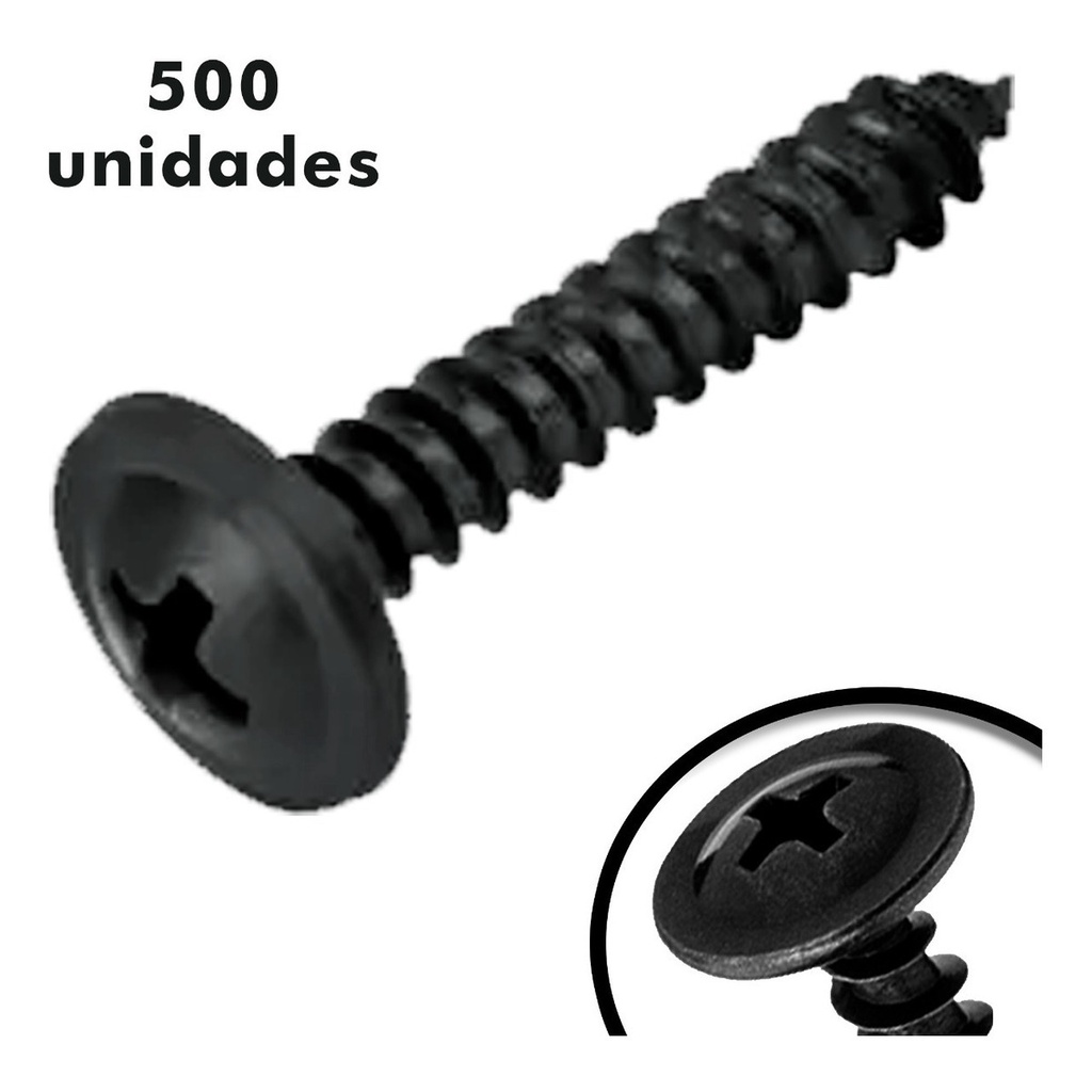 Pacote 500 Parafusos de Rosca Soberba  4,2 x 22 mm Preto Para Madeira Som Automotivo Caixa Trio Alto Falante Corneta em Oferta na Shopee