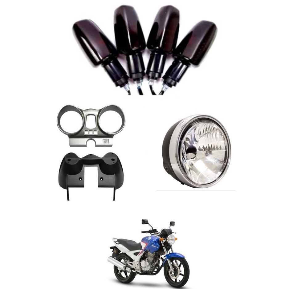 Kit Farol Completo e Carcaça Painel e 4 Piscas Moto Cbx 250 Twister Até 2008