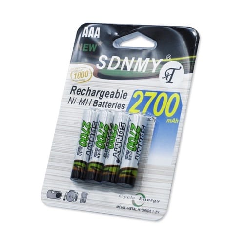 Pilha recarregável cartela com 4 unidades SDNMY AAA 2700 Mah palito