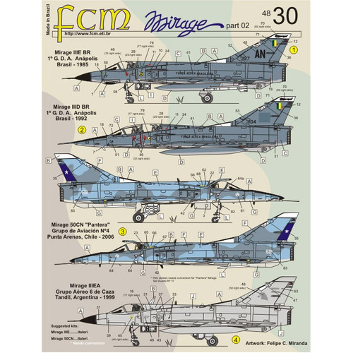 Decalque Fcm 48030 Mirage Part 02 1/48 Decal Plastimodelismo - Petrohobby
