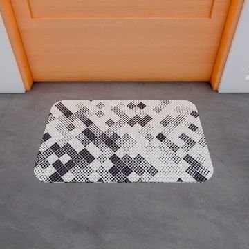 Tapete Porta de Entrada Cinza para Quarto, Sala e Entrada Geométrico 55x35