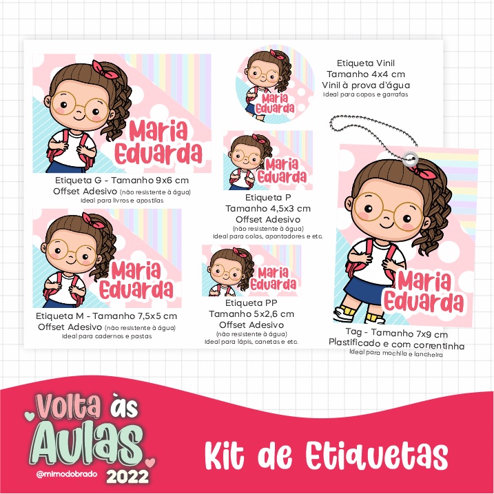 Kit Etiquetas Escolares Personalizadas Menina