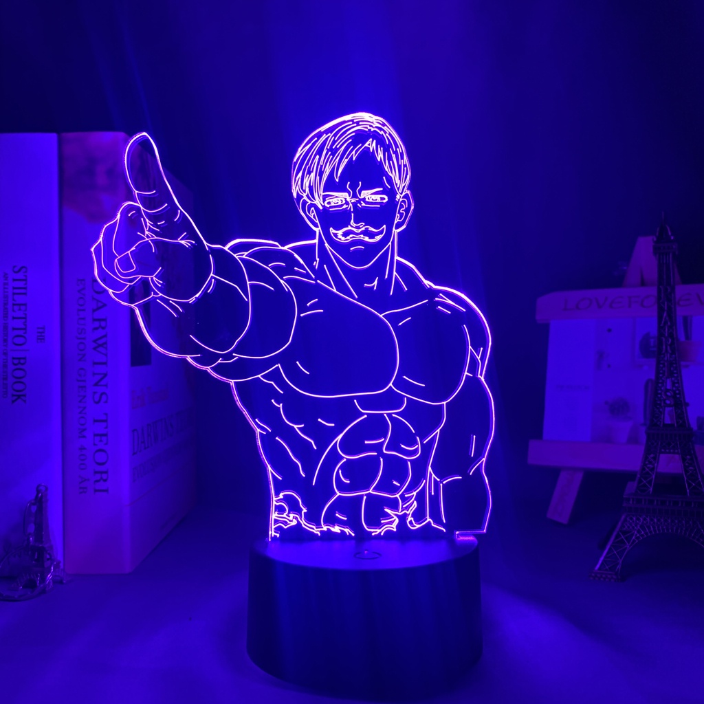 Anime The Seven Deadly Sins Escanor Figure Luminária LED 3D Noturna Presente e Decoração