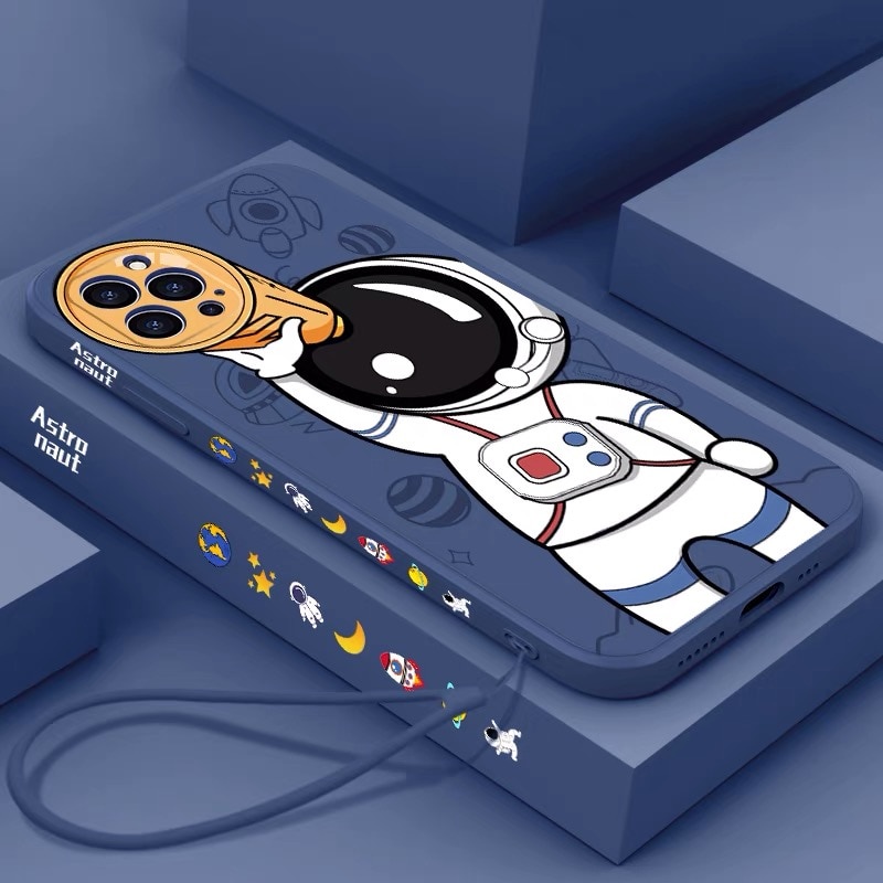 Capa De Silicone Astronauta Voador Para IPhone 11/12/13 Pro Max