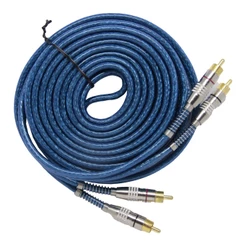 Cabo Rca 5 Metros Blindado Prime Plug Banhado Metal Blue Som