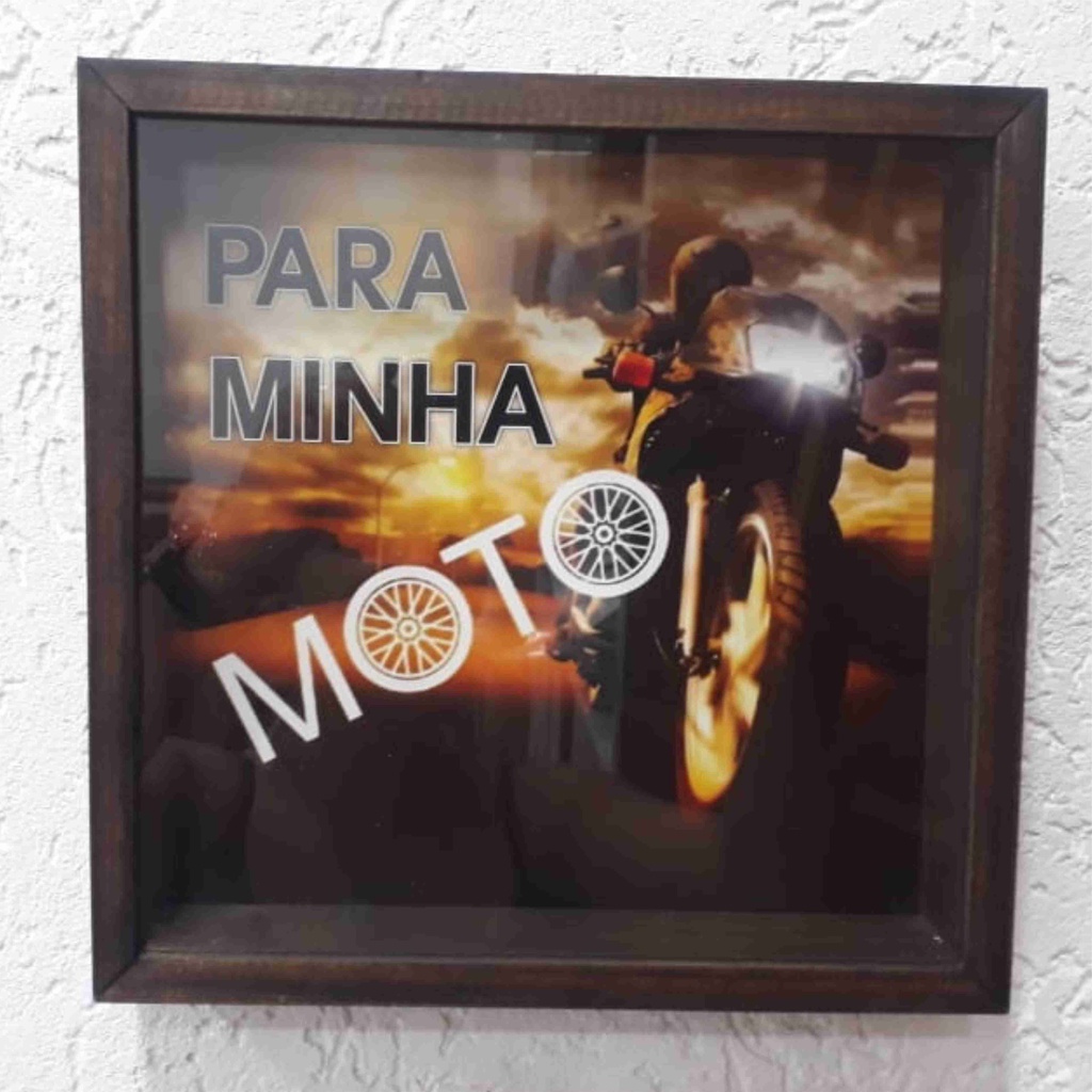 Cofrinho Quadro decorativo Porta Dinheiro Moedas vidro Cofre MINHA MOTO