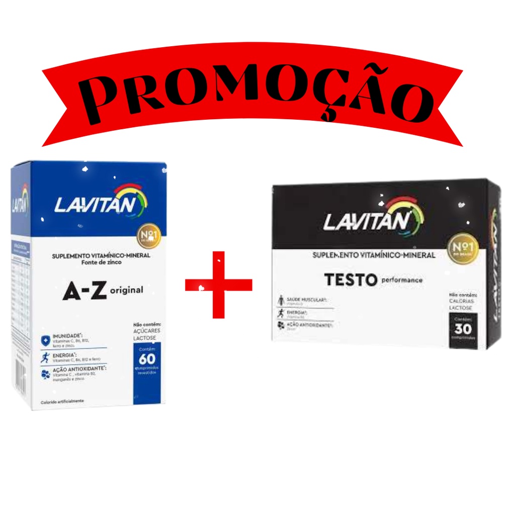 Lavitan A-Z Homem Original 60 Comp + Lavitan Testo Performance 30 Comp ...