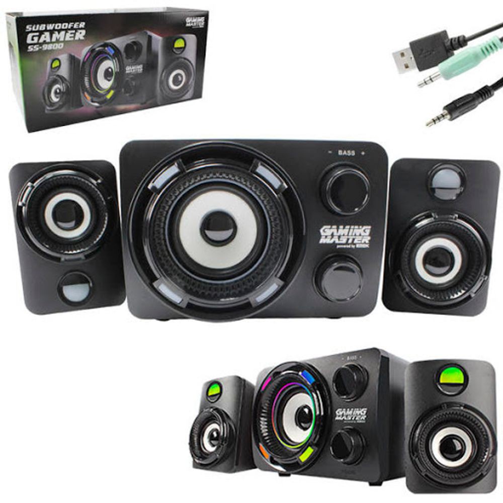 CAIXA DE SOM GAMER COM LED SUBWOOFER GAMER SS-9800 | Shopee Brasil