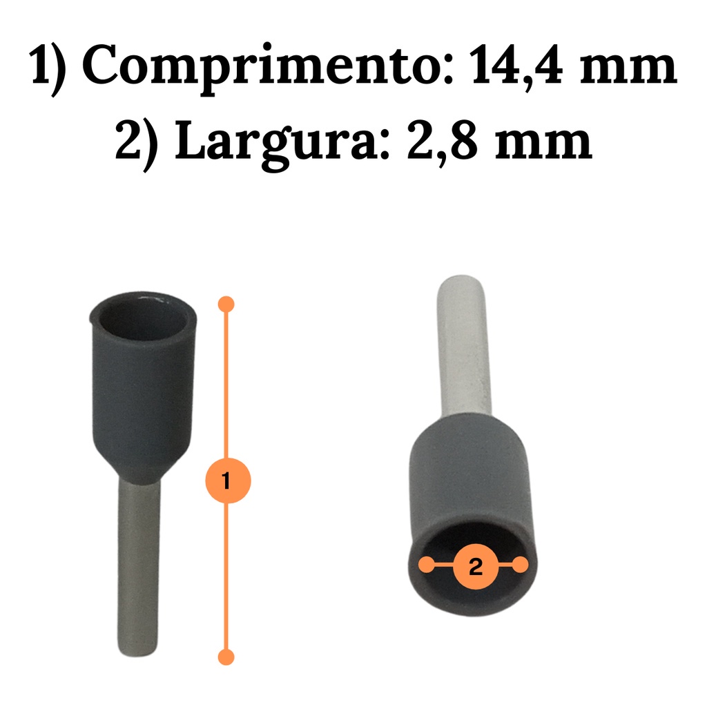 50 Peças Terminal Ilhós Tubular Simples Isolado Cinza 0,75mm Instalação Fiação Tubolar Pré Isolado Elétrico · foto 2